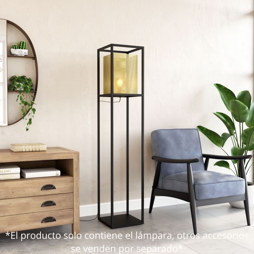 Lámpara de Pie para Sala de Estar | Oro | Acero Negro | Interior Cuarto Sala de Espera Habitación Decorativa Hogar Interior Decorativos Lampara Iluminacion Lampara Piso Lampara Moderna Luz Cocina Sala de Estar Dormitorio LÁMPARA NOGAL BEAT YVES 