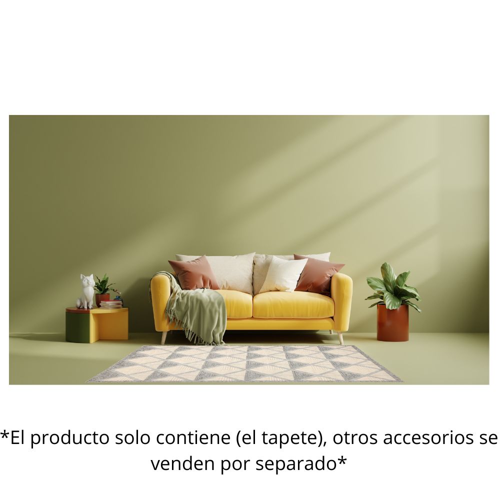 TAPETE LAVIN ARIA T2314 | Tapete Decorativo para Recepción Hotel Hogar Departamento Sala | GRIS CREMA | Varias Medidas | Rectangular | Interior | Hotel Habitación Airbnb Sala Recamara Estudio