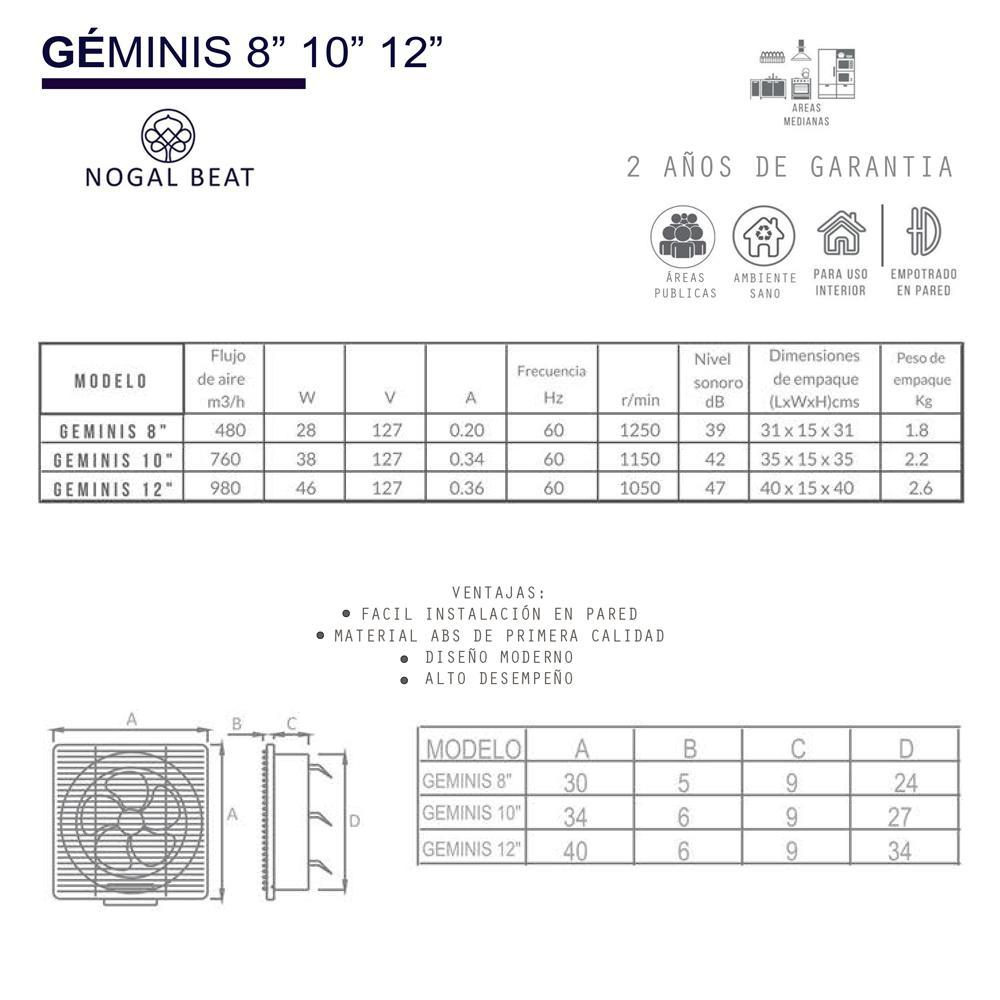 Masterfan Géminis 12" Extractor de Aire Industrial de Pared para Oficinas Almancenes Restaurantes - Extractores de Aire - Masterfan - NOGAL BEAT