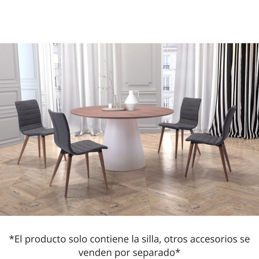 Silla para Comedor | Base Madera Abedul | Gris | Tejido 100% Poliéster | Interior Habitación Sala de Estudio Dormitorio Biblioteca Cuarto Invitados Terraza Convivencia Comedor SILLA NOGAL BEAT JERICHO