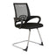 Silla de visita ALBAR LK-16 negra con base trineo cromada, respaldo en malla y brazos.