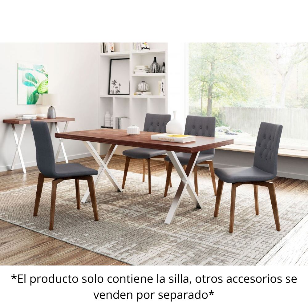 Silla para Comedor | Base Madera de Abedul | Gris | Tejido 100% Poliéster | Interior Habitación Sala de Estudio Dormitorio Biblioteca Cuarto Invitados Terraza Convivencia Comedor SILLA NOGAL BEAT OREBRO