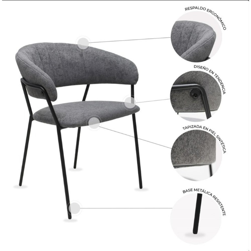 Silla comercial Kingstrong Cáceres tapizada en vinipiel con base metálica