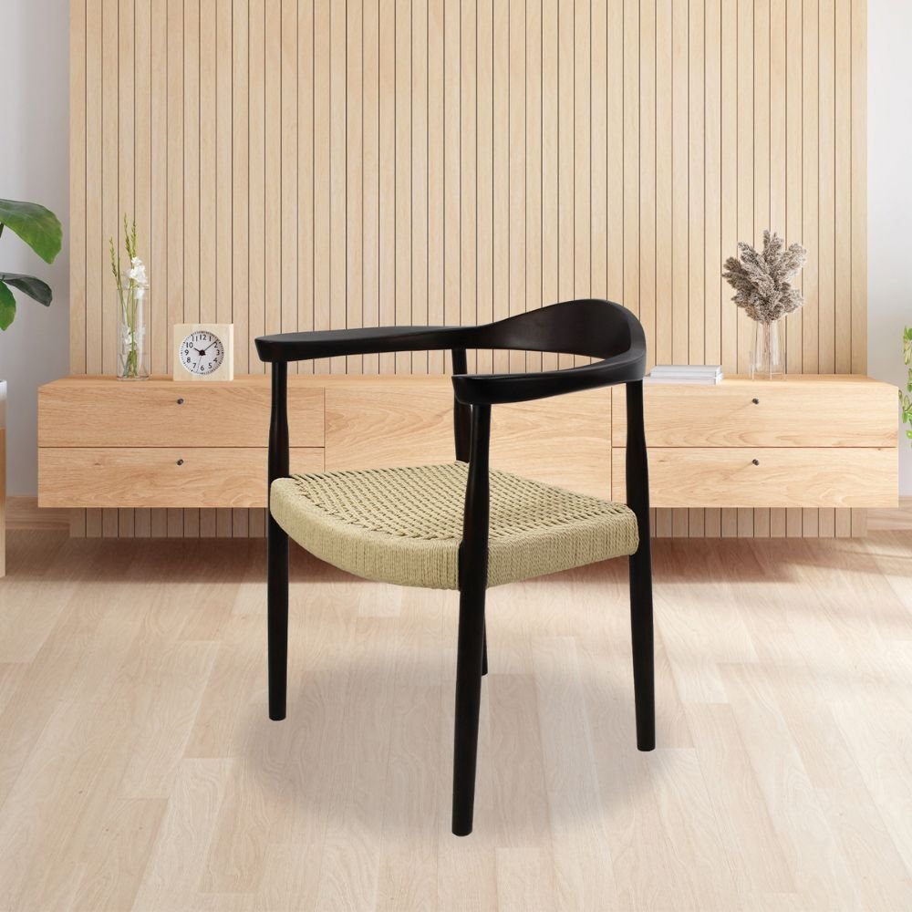 Silla comercial Kingstrong Guiza de madera maciza con asiento trenzado impermeable estilo escandinavo