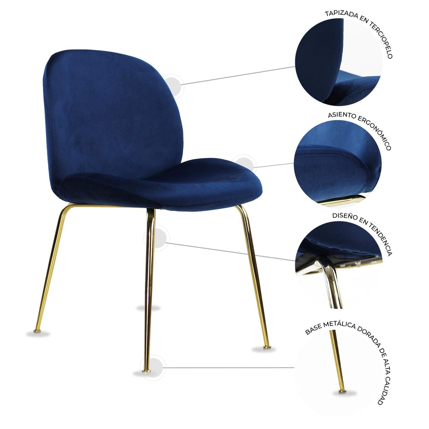 SILLA KINGSTRONG MOB-039B TREVISO VELVET SILL2242337 | Silla SILLA KINGSTRONG MOB-039B TREVISO VELVET SILL2242337 | Silla Ocasional Comercial Decorativa | Base 4 Puntas Metal | Tapizado Tela | Interior