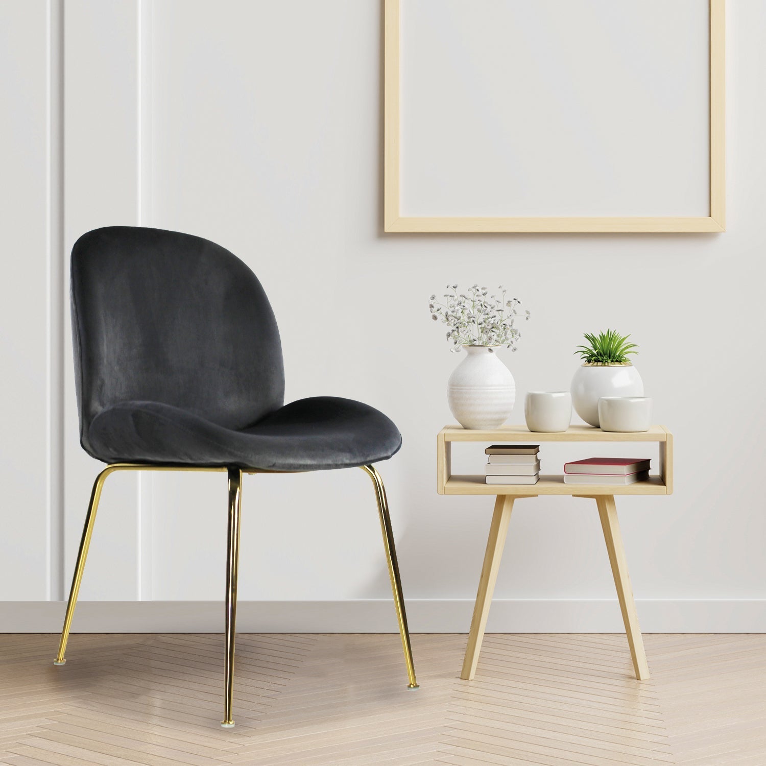 SILLA KINGSTRONG MOB-039B TREVISO VELVET SILL2242337 | Silla Ocasional Comercial Decorativa | Base 4 Puntas Metal | Tapizado Tela | Interior Ambientada