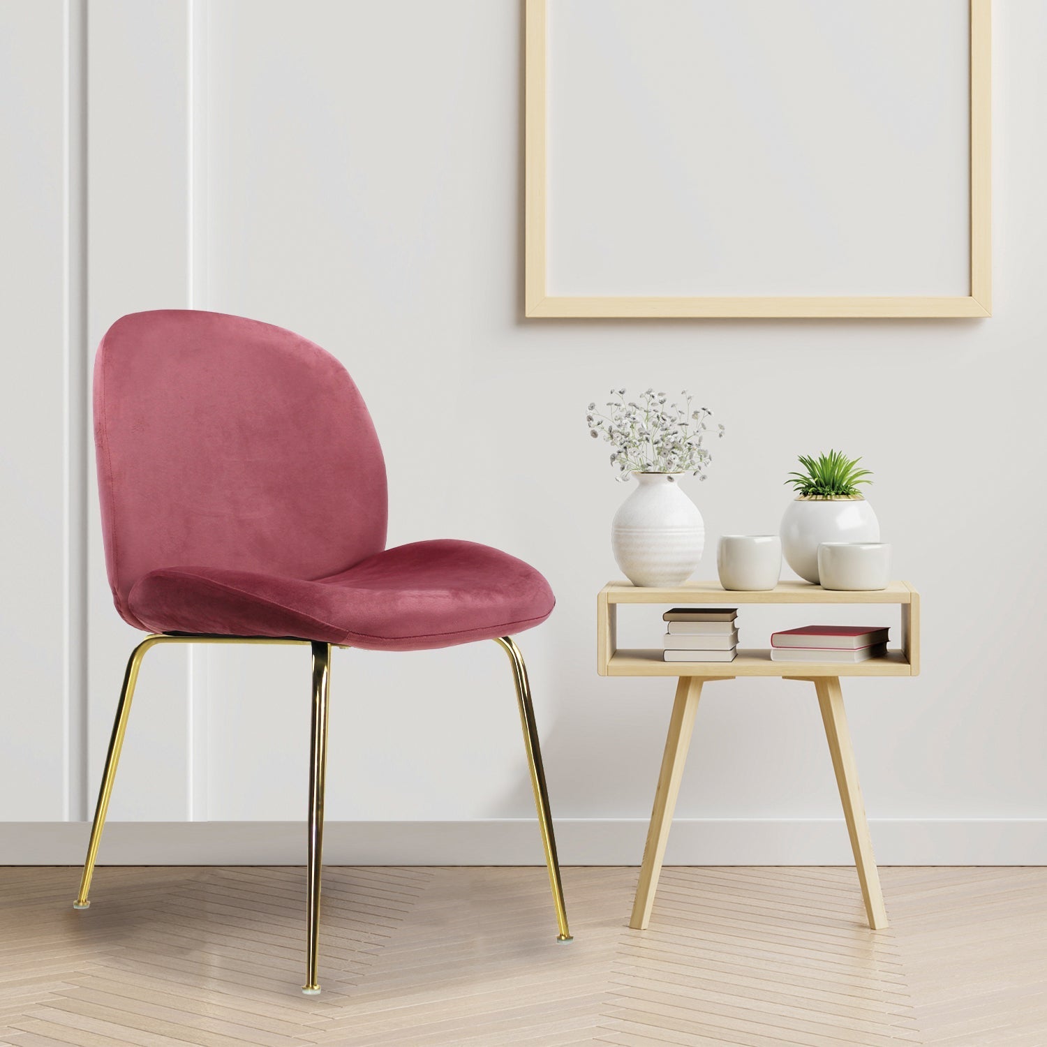 SILLA KINGSTRONG MOB-039B TREVISO VELVET SILL2242337 | Silla Ocasional Comercial Decorativa | Base 4 Puntas Metal | Tapizado Tela | Interior Ambientada