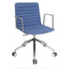 Silla secretarial Offiho Eneas OHE-143 con respaldo bajo tapizado en azul y base de aluminio de 5 puntas.