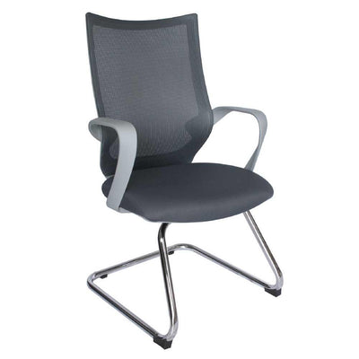SILLA OFFIHO EQUA OHV-188gris | Silla Visita Oficina Area Trabajo | Base Trineo | Respaldo Malla Gris | Interior