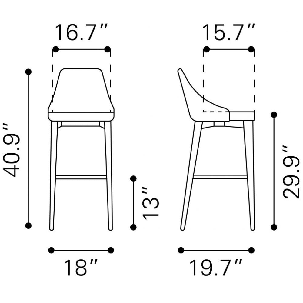 Taburete Alto para Barra | 104 cm | Base Madera Abedul | Gris | Polipiel 100% Poliuretano | Interior Bar Restaurante Cafetería Zona Alimentos Barra Alta Desayunador Cocina Barra Cantina Antro Bistro TABURETE NOGAL BEAT MOOR