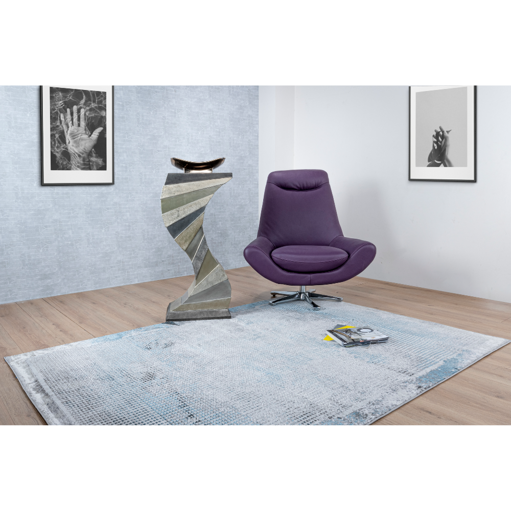 TAPETE NOGAL BEAT AMINA T5141 | Tapete Decorativo para Recepción Hotel Hogar | Tono: Gris Gris Azul | Varias Medidas | Rectangular | Interior