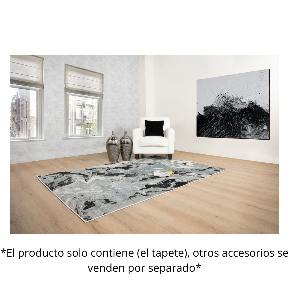 TAPETE LAVIN ARTEMA U6020 | Tapete Decorativo para Recepción Hotel Hogar Departamento Sala | PLATA NEGRO | Varias Medidas | Rectangular Circular | Interior | Hotel Habitación Airbnb Sala Recamara Estudio