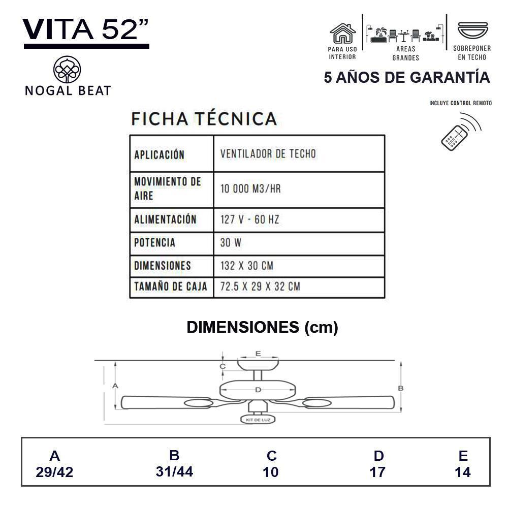 Ventilador Decorativo de Techo para Hotel - MASTERFAN VITA 52 - Satinado Maple - 2 Aspas Áreas Grandes Ventiladores de Techo Ventiladores de Pie Ventiladores de Pared Ventiladores Decorativos Diseño de Interiores Estilo Funcionalidad Espacio Acogedor Oficina Sala Terraza Asesoramiento Diseño de Interiores Tienda Online Compra Online Atención al Cliente Soporte Servicio Postventa Restaurante Bar Ventilador Comercial Hotel Hostelería