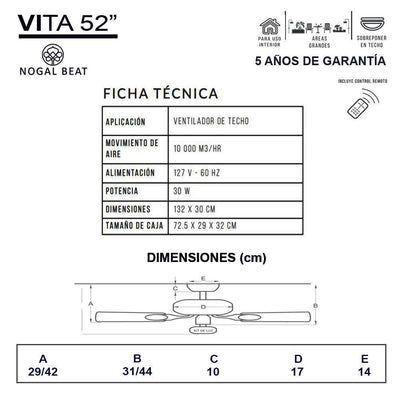 Ventilador Decorativo de Techo para Hotel - MASTERFAN VITA 52 - Satinado Maple - 2 Aspas Áreas Grandes Ventiladores de Techo Ventiladores de Pie Ventiladores de Pared Ventiladores Decorativos Diseño de Interiores Estilo Funcionalidad Espacio Acogedor Oficina Sala Terraza Asesoramiento Diseño de Interiores Tienda Online Compra Online Atención al Cliente Soporte Servicio Postventa Restaurante Bar Ventilador Comercial Hotel Hostelería