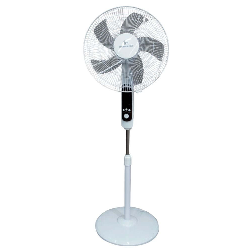 Ventilador industrial de pedestal Masterfan Apolo 16 pulgadas color blanco con cinco aspas transparentes para interior