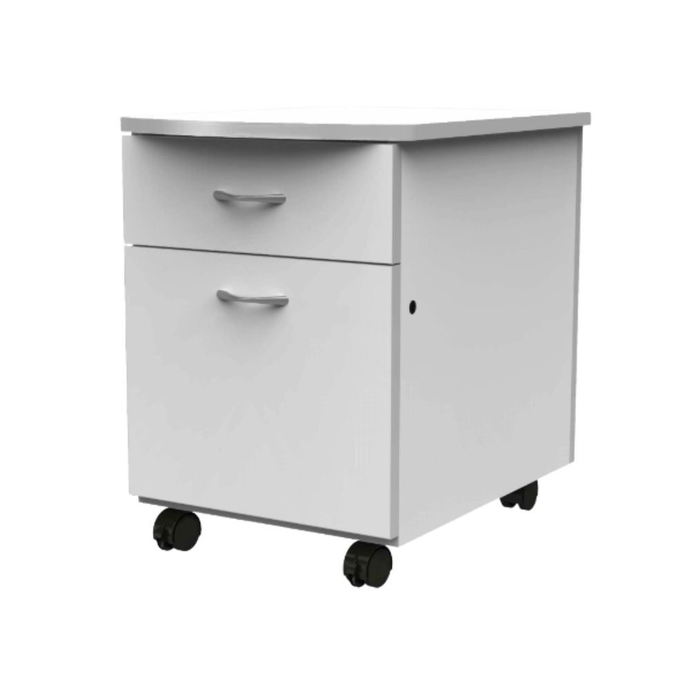 Archivero móvil OFIK 227 con 2 gavetas en melamina y acero
