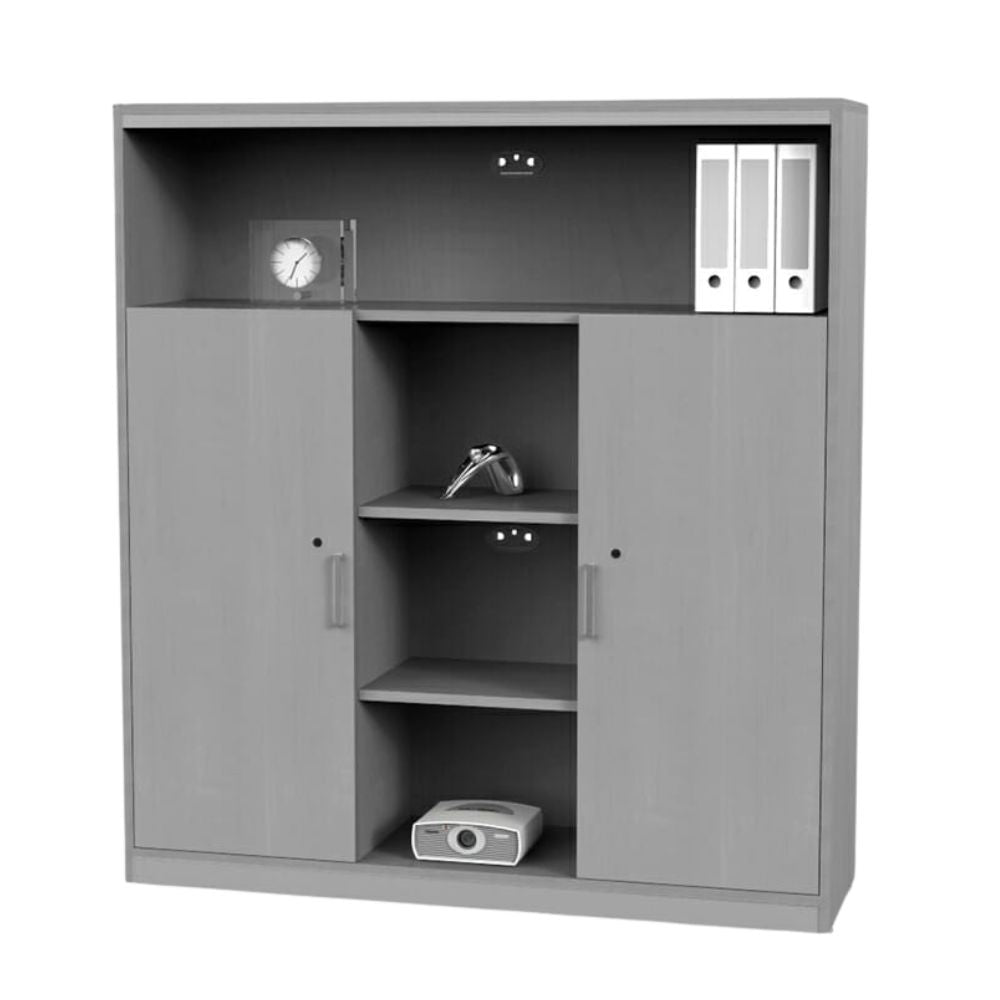 Armario de oficina OFIK 270 en melamina termofusionada con estructura de acero y cerradura.
