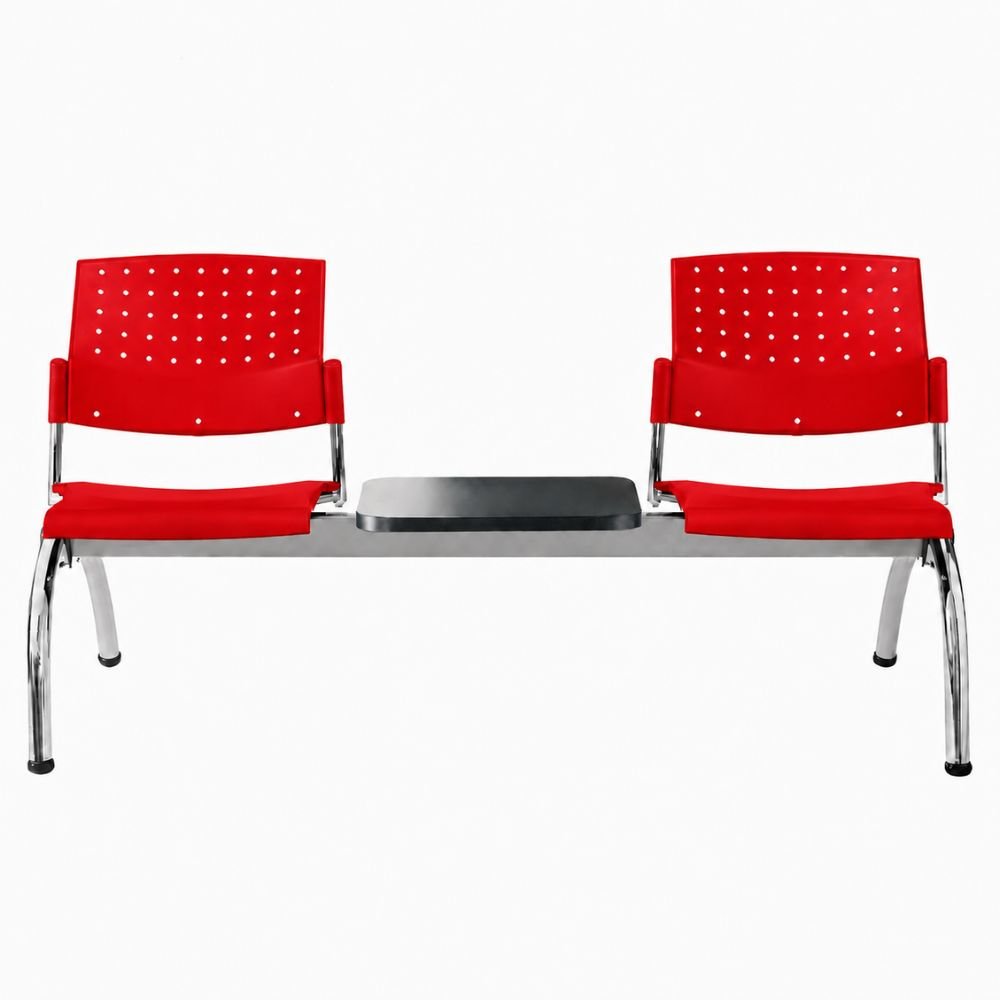 Banca Área de Espera Diferentes Plazas y Mesas - LABENZE ARETA - Varios Colores - Asiento Tubular de Acero Pintado o Cromado - 108-2203M - Labenze - NOGAL BEAT - Banca de Visita