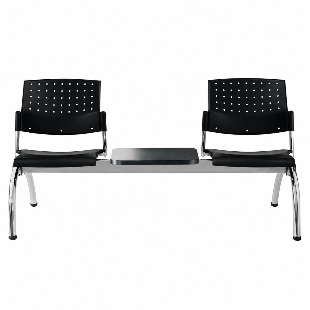 Banca Área de Espera Diferentes Plazas y Mesas - LABENZE ARETA - Varios Colores - Asiento Tubular de Acero Pintado o Cromado - 108-2203M - Labenze - NOGAL BEAT - Banca de Visita