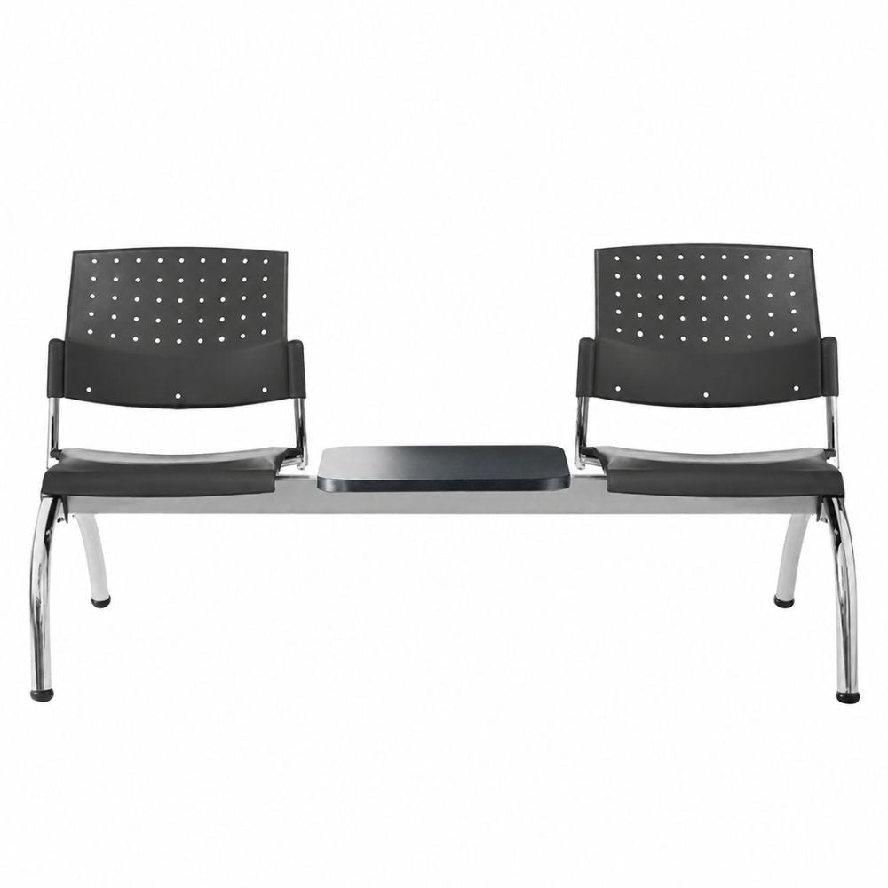 Banca Área de Espera Diferentes Plazas y Mesas - LABENZE ARETA - Varios Colores - Asiento Tubular de Acero Pintado o Cromado - 108-2203M - Labenze - NOGAL BEAT - Banca de Visita