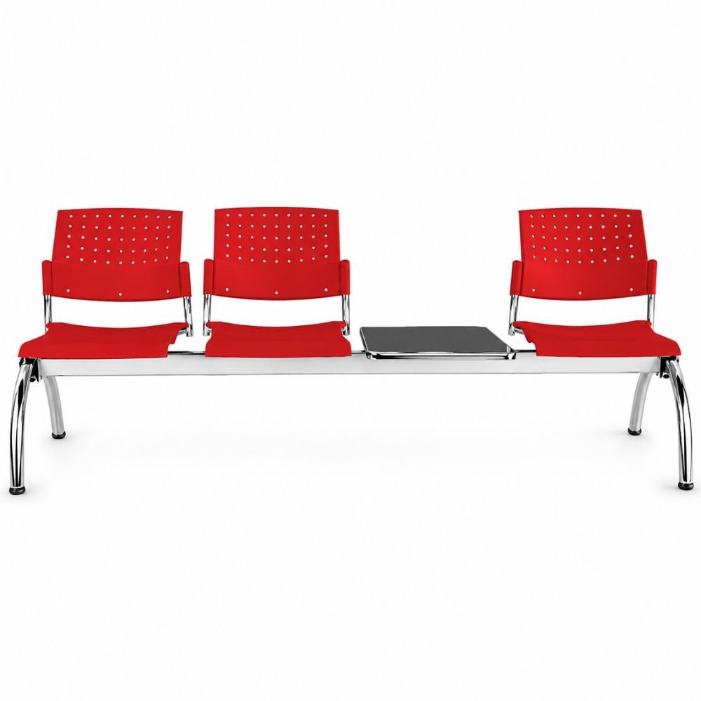 Banca Área de Espera Diferentes Plazas y Mesas - LABENZE ARETA - Varios Colores - Asiento Tubular de Acero Pintado o Cromado - 108-2204M - Labenze - NOGAL BEAT - Banca de Visita