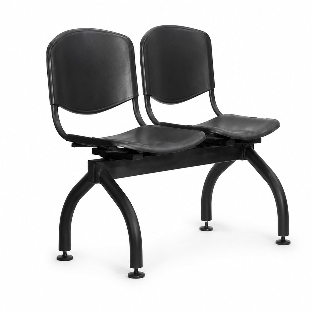Banca de Visita para Oficina Punto Dos Plazas Asiento y Respaldo - VERSA ALTUS PUNTO (BANCA) - Estructura Aluminio - Patas Negra/gris - AL-922 ALTUS PUNTO Patas Negra/gris - VERSA - NOGAL BEAT - Banca de Visita