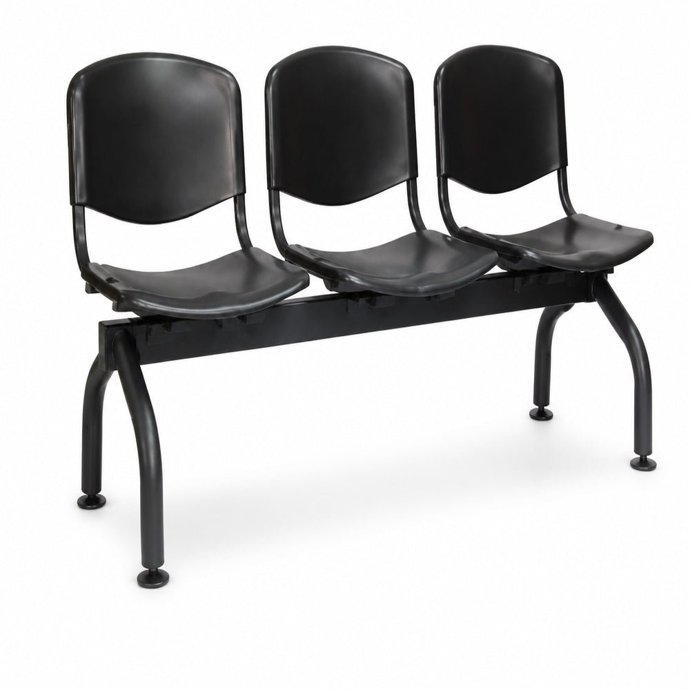Banca de Visita para Oficina Punto Tres Plazas Asiento y Respaldo - VERSA ALTUS PUNTO (BANCA) - Estructura Aluminio - Patas Cromadas - AL-923 ALTUS PUNTO Patas Cromadas - VERSA - NOGAL BEAT - Banca de Visita