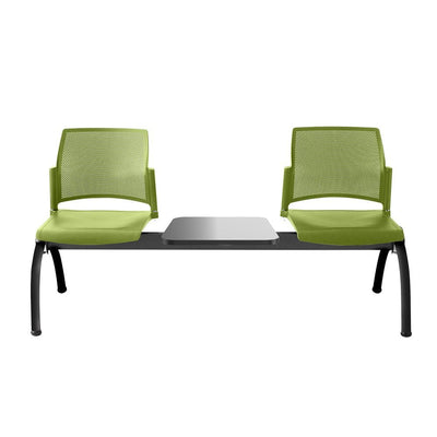 Banca Labenze Replay 108-6003M de 2 plazas con mesa, respaldo multiperforado y base de acero negro