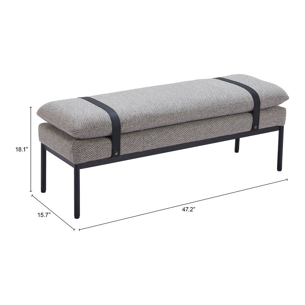 Banca para Andén de Espera 2 Plazas - ZUO PADD - Gris - Asiento y Respaldo Tapizados en Tejido Texturizado - 110354 - Zuo - NOGAL BEAT - Banca