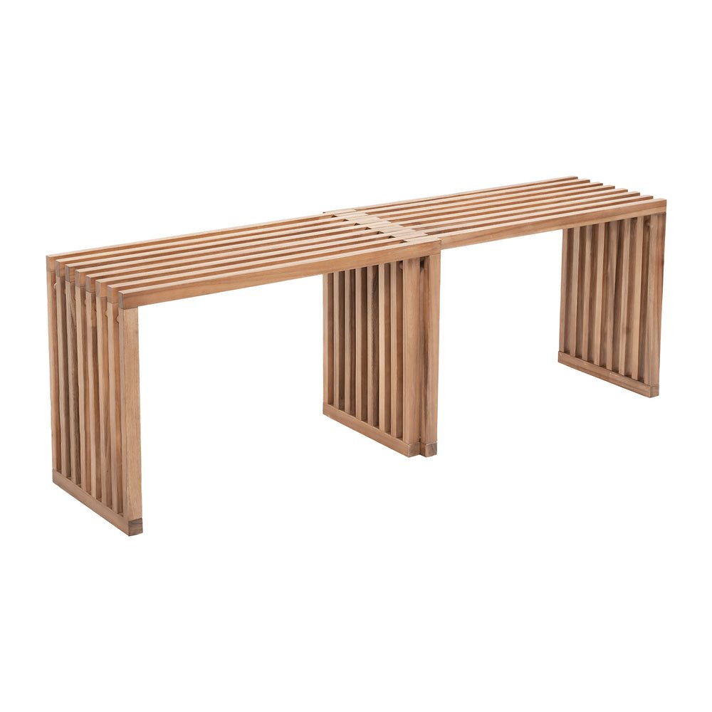 Banca para Bistró y Terraza 2 Plazas - ZUO RIVIERA - Natural - Asiento y Estructura en Acacia Maciza - 704156 - Zuo - NOGAL BEAT - Banco de Terraza