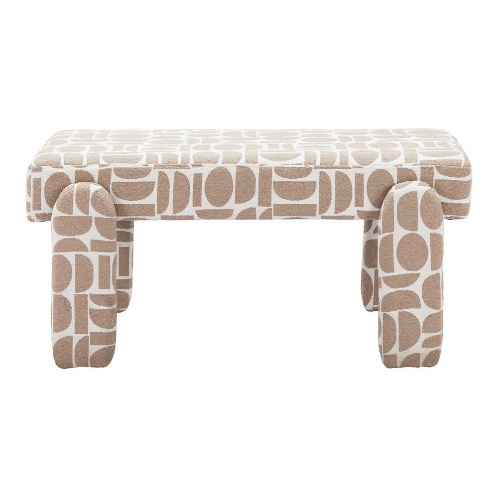 Banca para Comedor de Empresa 2 Plazas - ZUO BLATO - Multicolor - Asiento y Respaldo Tapizados en Tejido Texturizado - 110186 - Zuo - NOGAL BEAT - Banca