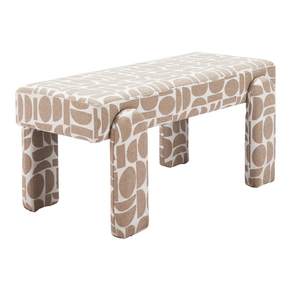 Banca para Comedor de Empresa 2 Plazas - ZUO BLATO - Multicolor - Asiento y Respaldo Tapizados en Tejido Texturizado - 110186 - Zuo - NOGAL BEAT - Banca