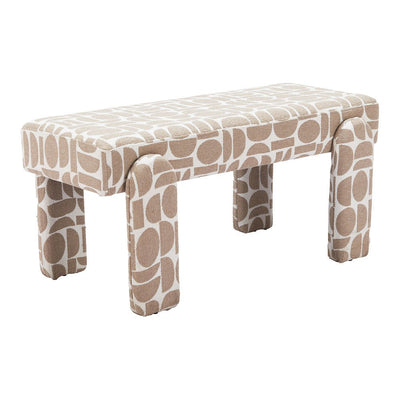 Banca para Comedor de Empresa 2 Plazas - ZUO BLATO - Multicolor - Asiento y Respaldo Tapizados en Tejido Texturizado - 110186 - Zuo - NOGAL BEAT - Banca