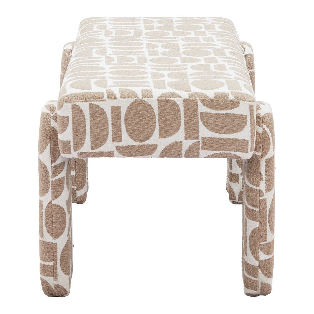 Banca para Comedor de Empresa 2 Plazas - ZUO BLATO - Multicolor - Asiento y Respaldo Tapizados en Tejido Texturizado - 110186 - Zuo - NOGAL BEAT - Banca