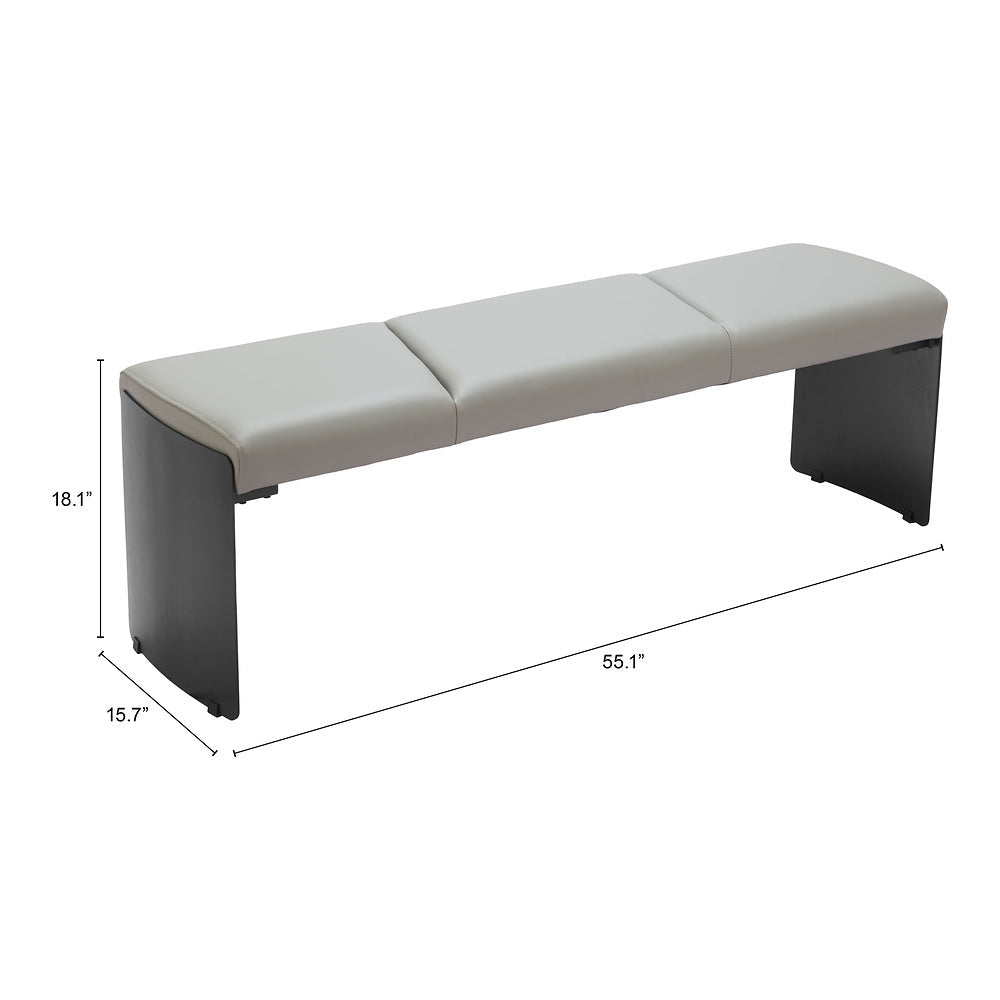 Banca para Comedor de Empresa 2 Plazas - ZUO MUR - Varios Colores - Asiento y Respaldo Tapizados en Piel Sintética - 110335 - Zuo - NOGAL BEAT - Banca