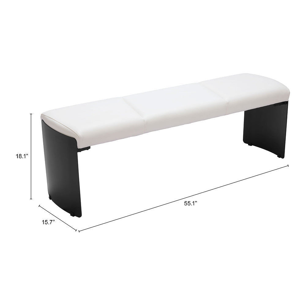 Banca para Comedor de Empresa 2 Plazas - ZUO MUR - Varios Colores - Asiento y Respaldo Tapizados en Piel Sintética - 110334 - Zuo - NOGAL BEAT - Banca