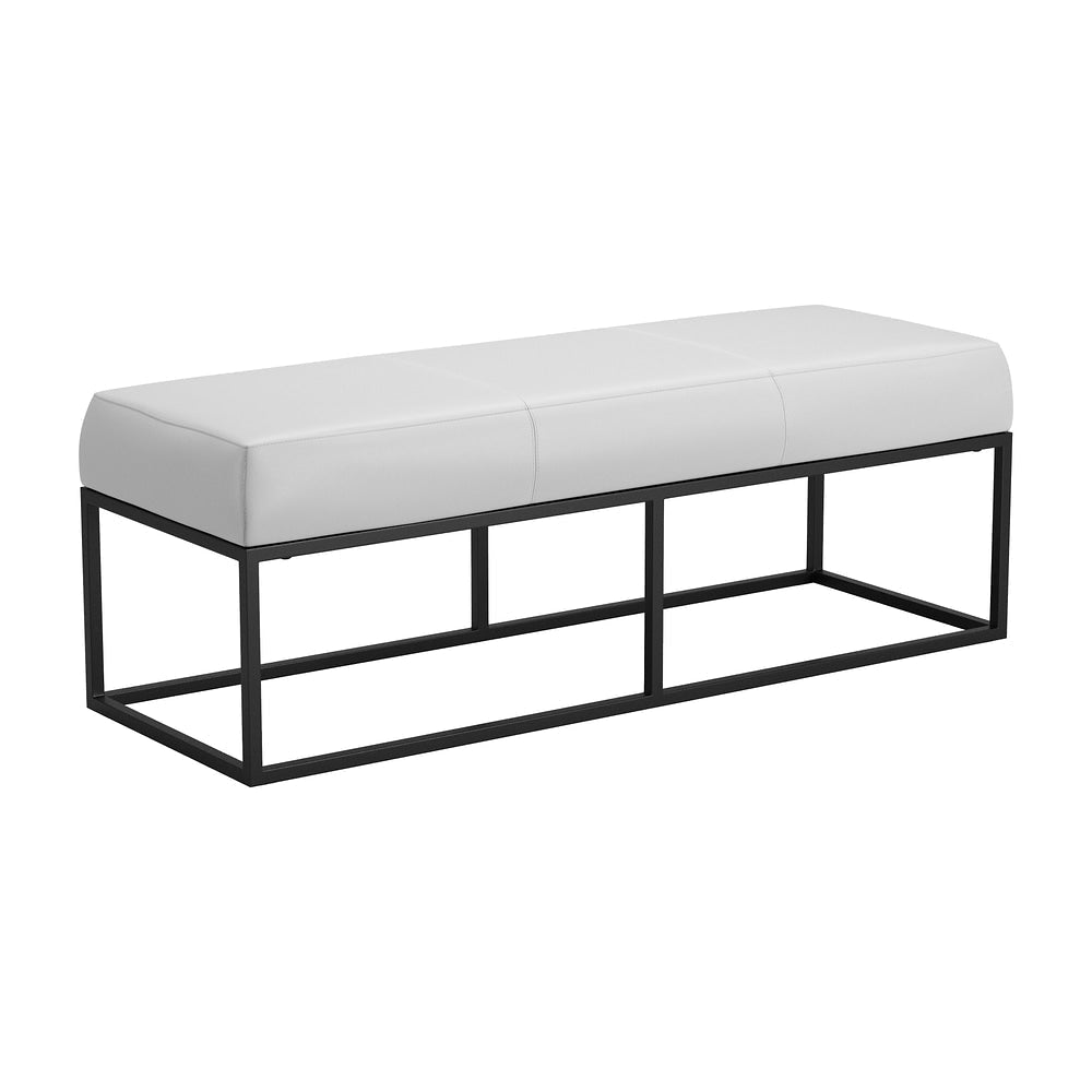 Banca para Comedor de Empresa 2 Plazas - ZUO ZOWIE - Gris - Asiento y Respaldo Tapizados en Piel Sintética - 111253 - Zuo - NOGAL BEAT - Banca