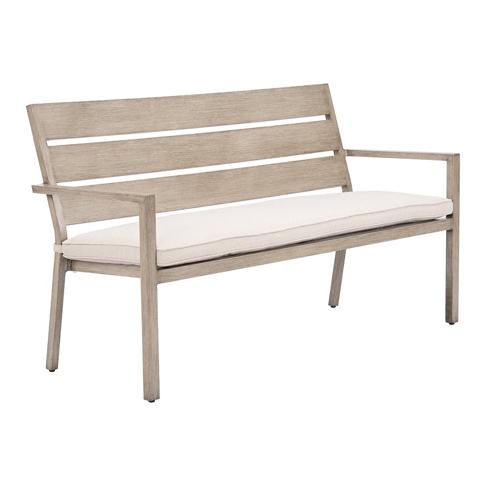 Banca para Hotel y Terraza 2 Plazas - ZUO REEFLINE - Gris - Asiento y Respaldo Tapizados con Tela para Exterior - 704274 - Zuo - NOGAL BEAT - Banco de Terraza