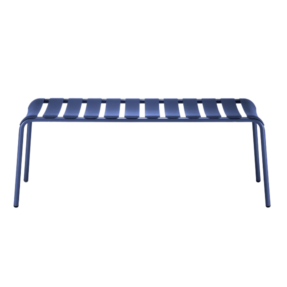 Banca Colos Stecca 8 de estructura de aluminio tubular y asiento de solera de aluminio para exterior