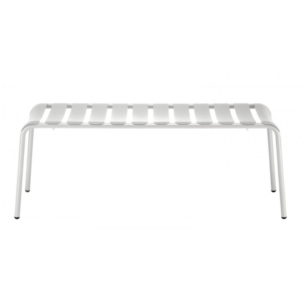 Banca Colos Stecca 8 de estructura de aluminio tubular y asiento de solera de aluminio para exterior