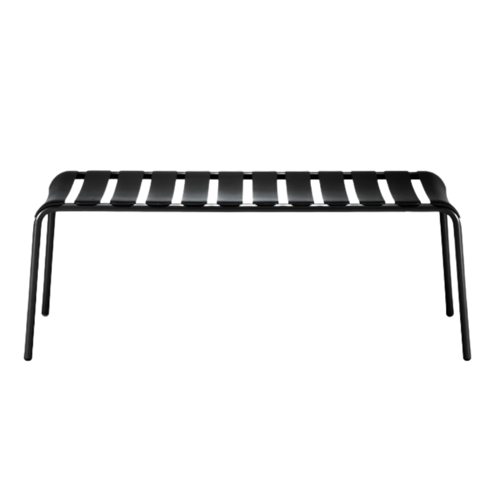 Banca Colos Stecca 8 de estructura de aluminio tubular y asiento de solera de aluminio para exterior