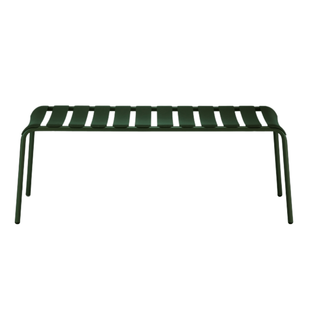 Banca Colos Stecca 8 de estructura de aluminio tubular y asiento de solera de aluminio para exterior