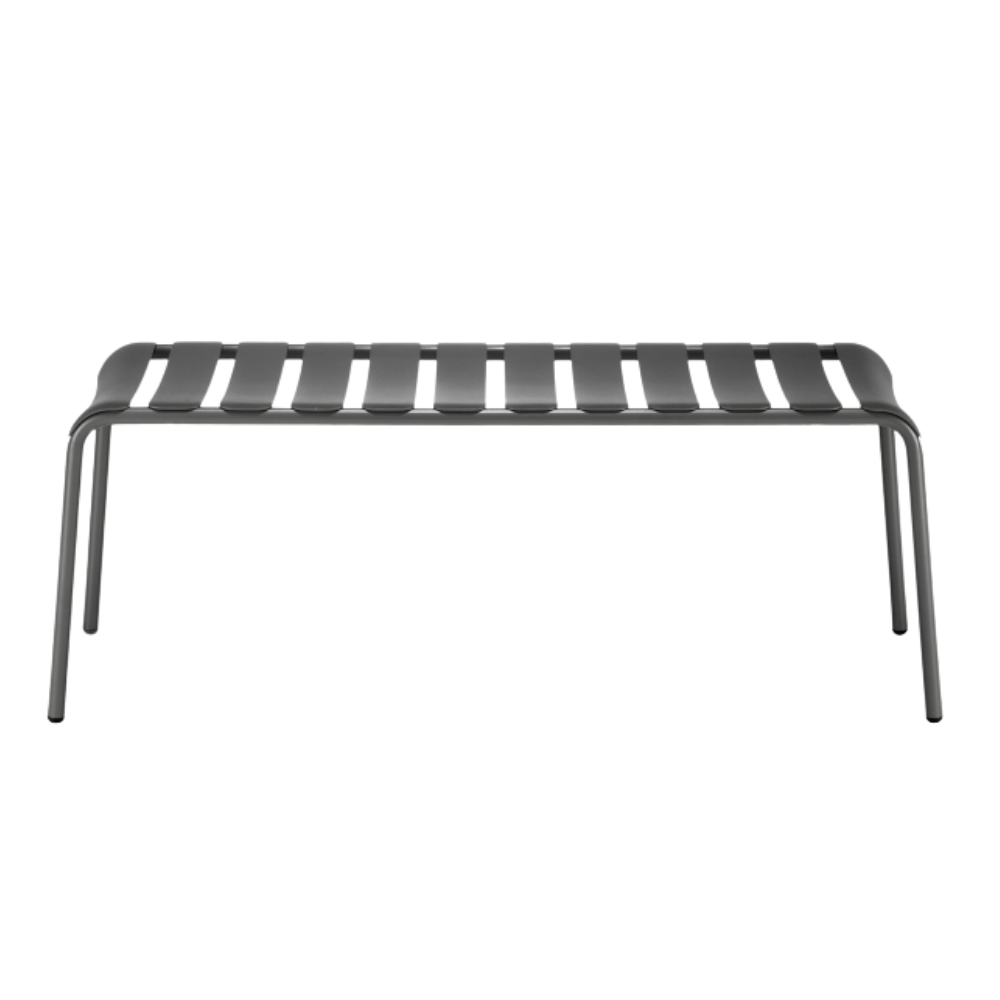 Banca Colos Stecca 8 de estructura de aluminio tubular y asiento de solera de aluminio para exterior