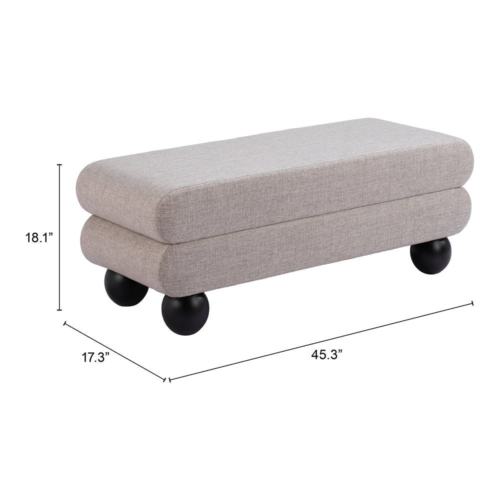 Banca para Lobby 1 Plaza - ZUO DAVAO - Gris - Asiento y Respaldo Tapizados - 109980 - Zuo - NOGAL BEAT - Banca