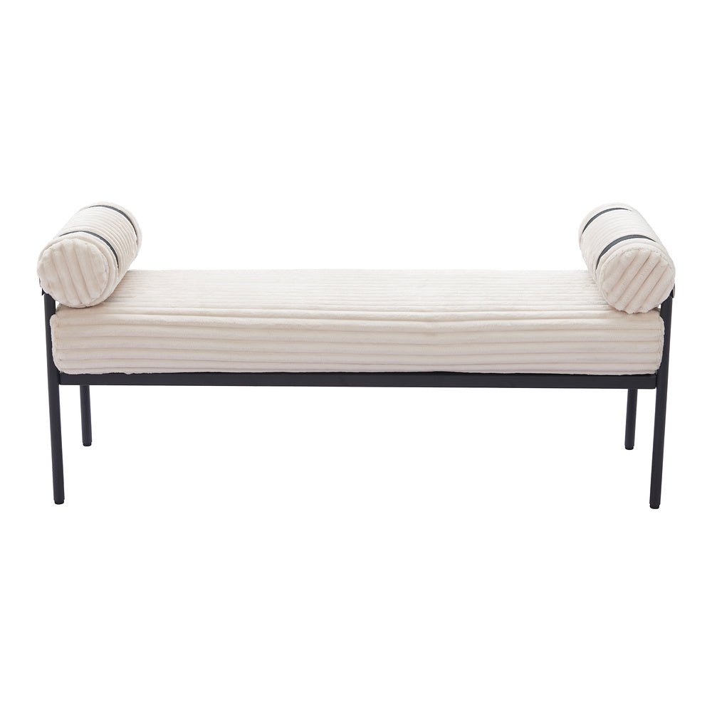 Banca para Lobby 2 Plazas - ZUO BARROW - Crema - Asiento y Respaldo Tapizados en Pana - 110353 - Zuo - NOGAL BEAT - Banca