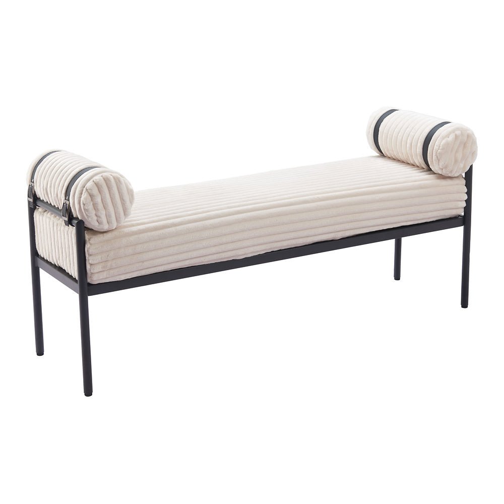 Banca para Lobby 2 Plazas - ZUO BARROW - Crema - Asiento y Respaldo Tapizados en Pana - 110353 - Zuo - NOGAL BEAT - Banca