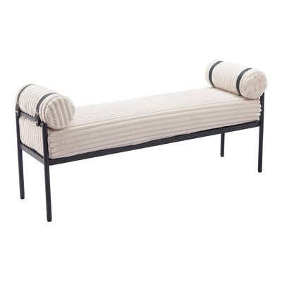 Banca para Lobby 2 Plazas - ZUO BARROW - Crema - Asiento y Respaldo Tapizados en Pana - 110353 - Zuo - NOGAL BEAT - Banca