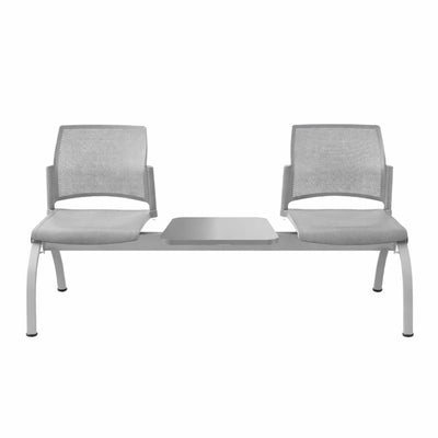 Banca de sala de espera Labenze Replay 108-6103M de 2 plazas con respaldo multiperforado en polipropileno y estructura tubular gris