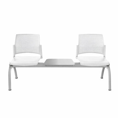 Banca de sala de espera Labenze Replay 108-6103M de 2 plazas con respaldo multiperforado en polipropileno y estructura tubular gris