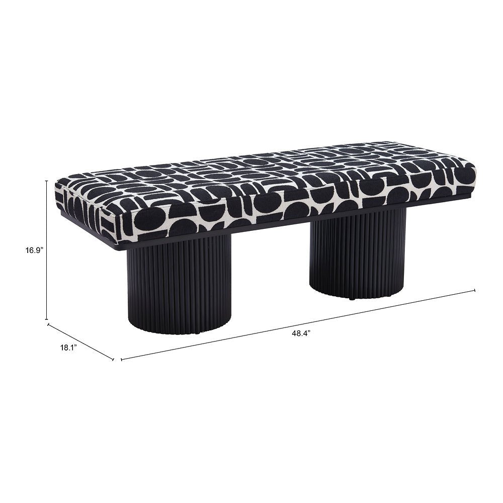 Banca para Sala de Espera 2 Plazas - ZUO BOTOIA - Varios Colores - Asiento y Respaldo Tapizados en Tejido Texturizado - 110183 - Zuo - NOGAL BEAT - Banca